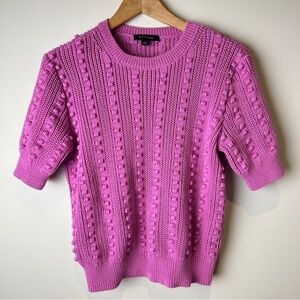 Orchid Purple Textured Knit Short Sleve Cotton Blend Ann Taylor Sweater